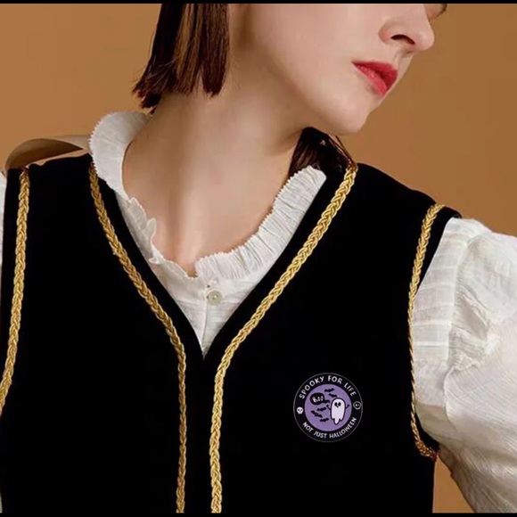 Spooky for Life Not Just Halloween Lapel Pin goth - Picture 8 of 10